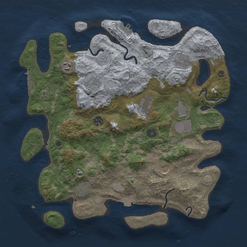 Rust Map: Procedural Map, Size: 3800, Seed: 6868, 16 Monuments