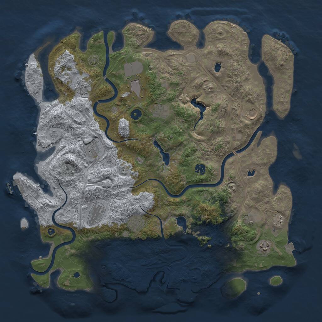 Rust Map: Procedural Map, Size: 4500, Seed: 401768171, 17 Monuments