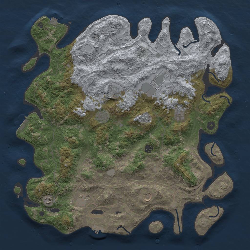 Rust Map: Procedural Map, Size: 4500, Seed: 695455743, 17 Monuments