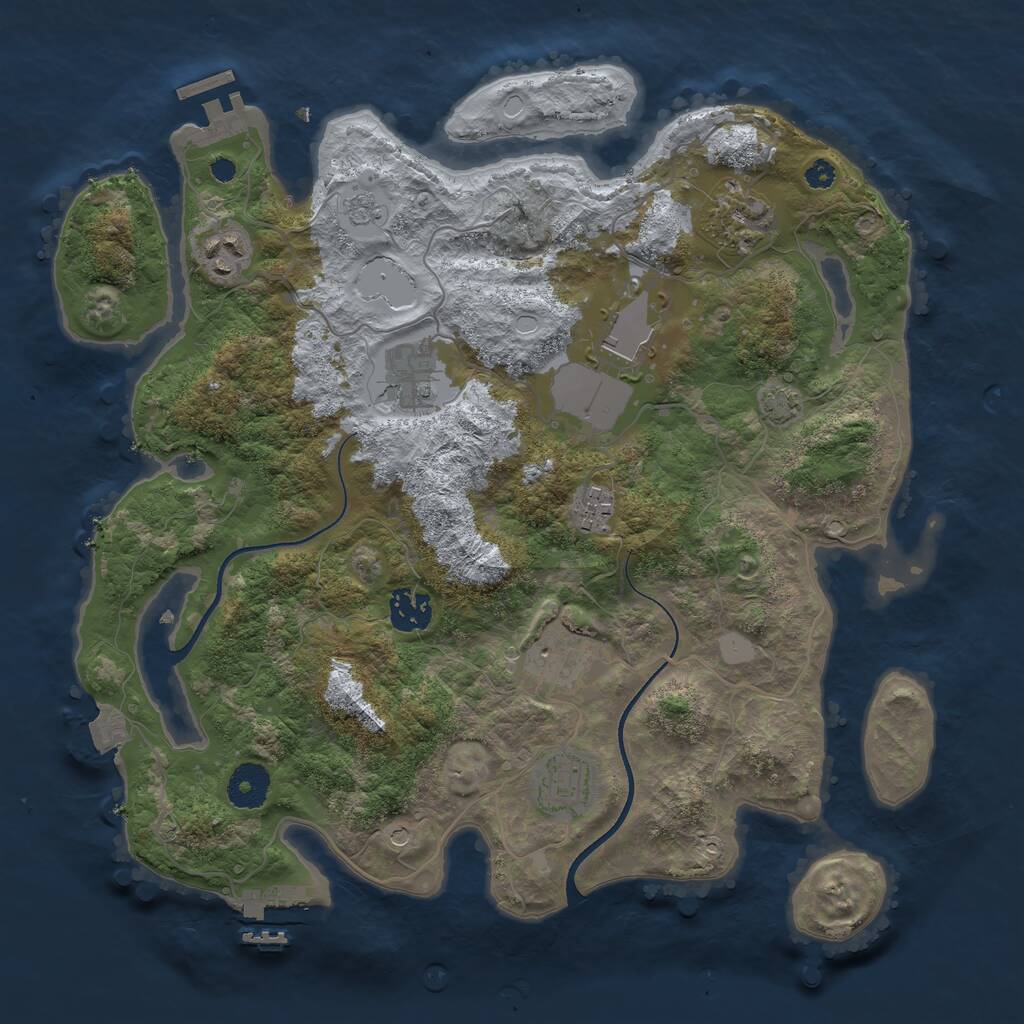 Rust Map: Procedural Map, Size: 3500, Seed: 97311510, 14 Monuments