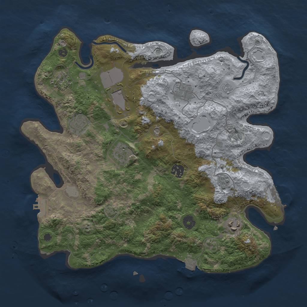 Rust Map: Procedural Map, Size: 3500, Seed: 463024686, 16 Monuments