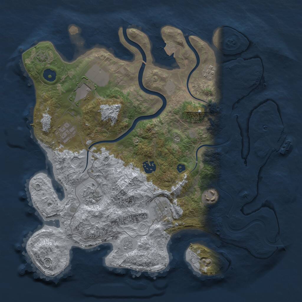 Rust Map: Procedural Map, Size: 3500, Seed: 284736489, 12 Monuments