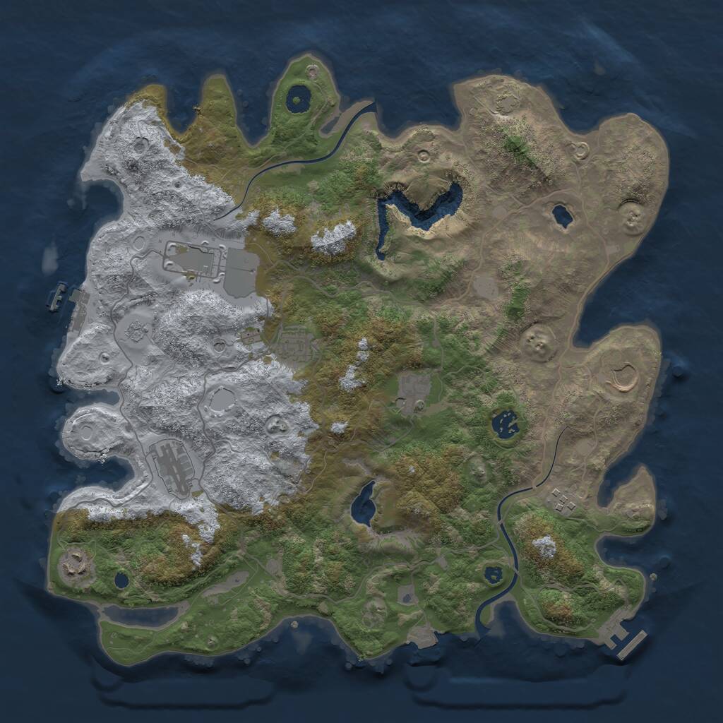 Rust Map: Procedural Map, Size: 4000, Seed: 646362868, 14 Monuments