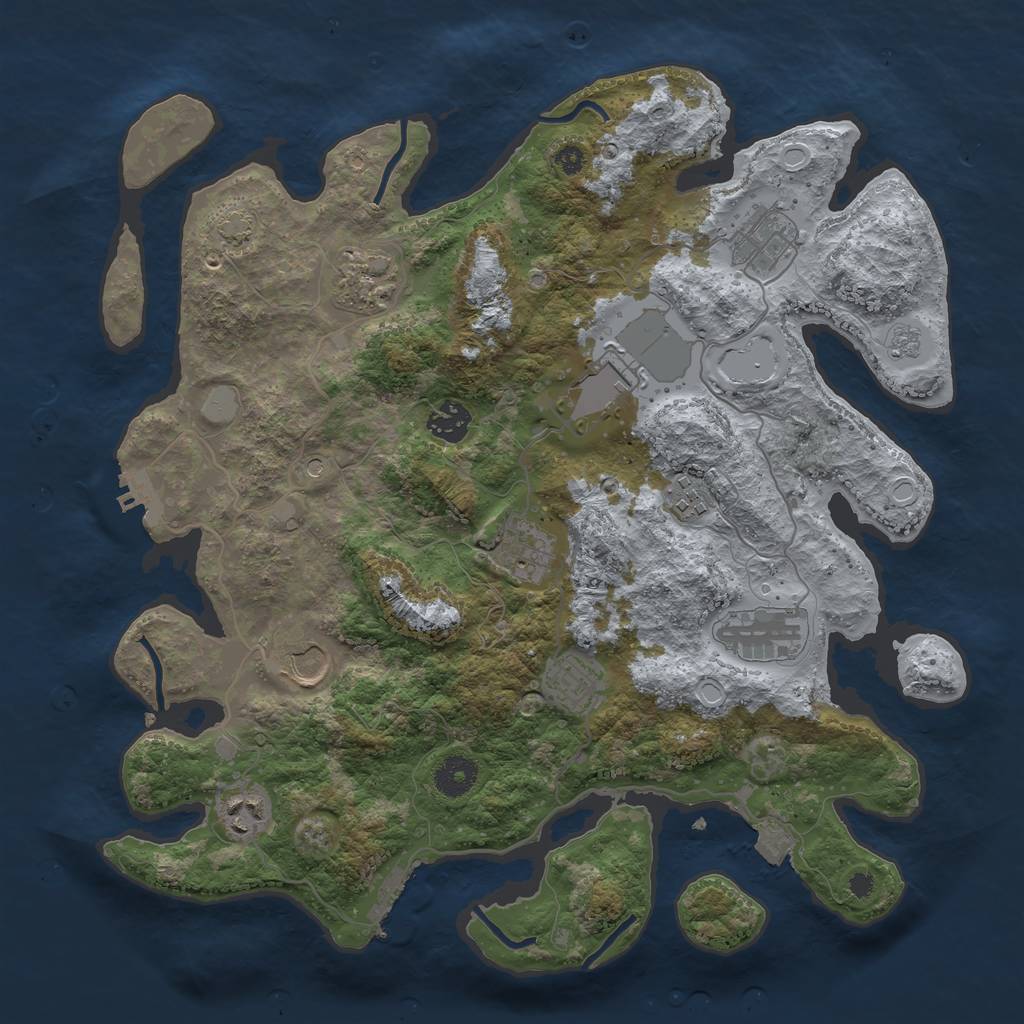 Rust Map: Procedural Map, Size: 3700, Seed: 1214786227, 18 Monuments