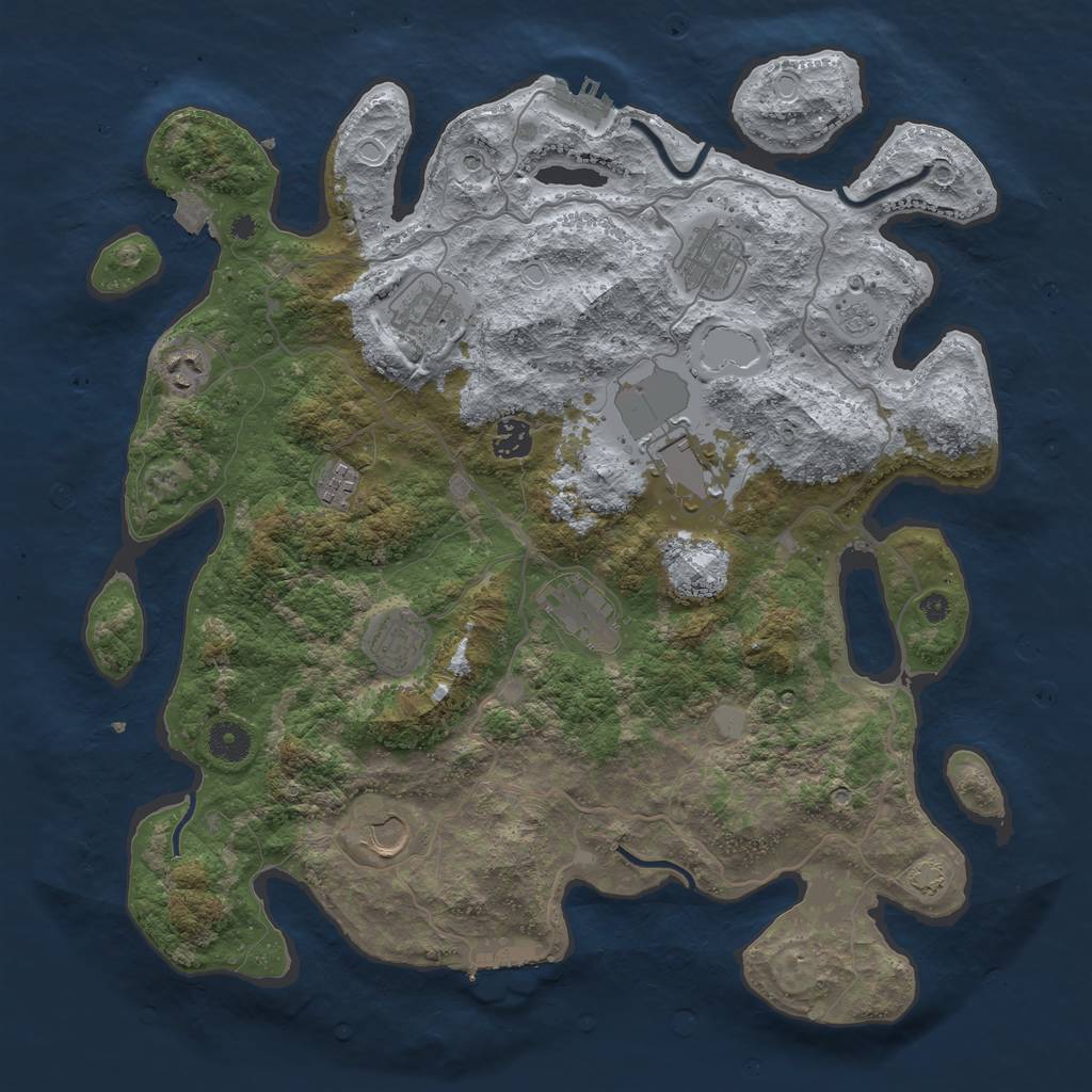 Rust Map: Procedural Map, Size: 4000, Seed: 643596340, 17 Monuments