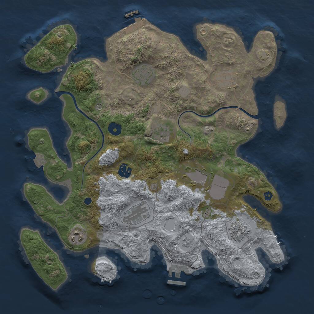 Rust Map: Procedural Map, Size: 3500, Seed: 823767591, 14 Monuments