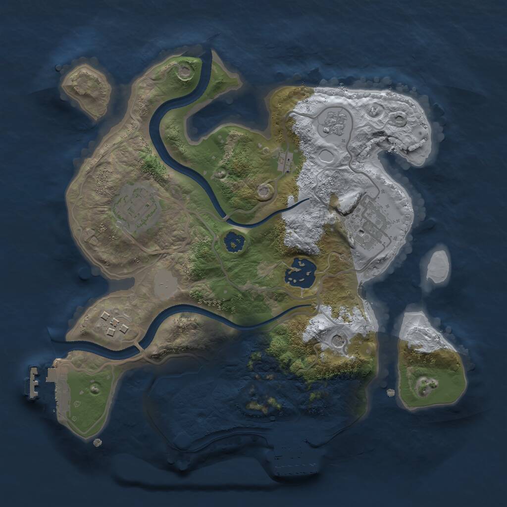 Rust Map: Procedural Map, Size: 2500, Seed: 1106056262, 9 Monuments