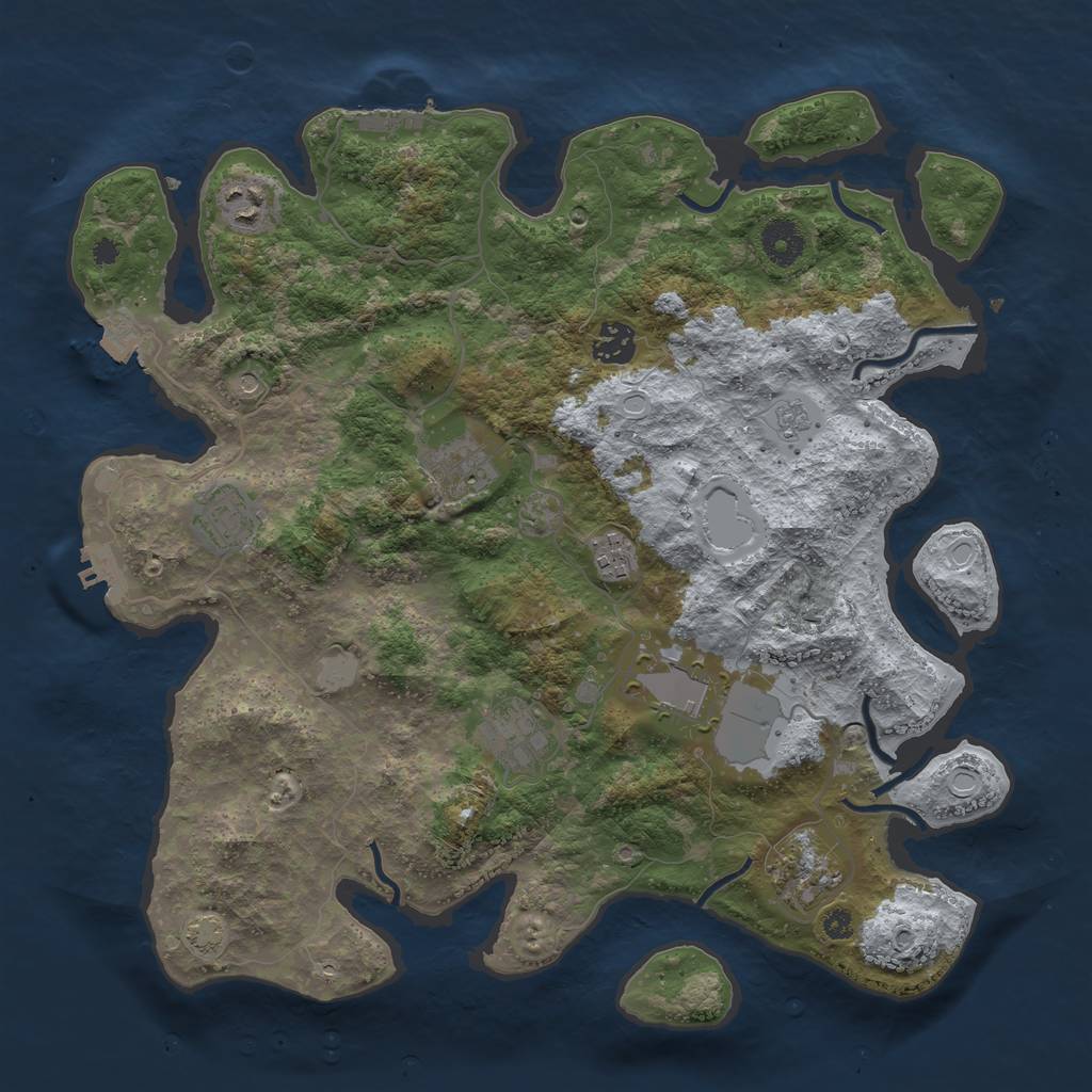 Rust Map: Procedural Map, Size: 3700, Seed: 1732874830, 16 Monuments