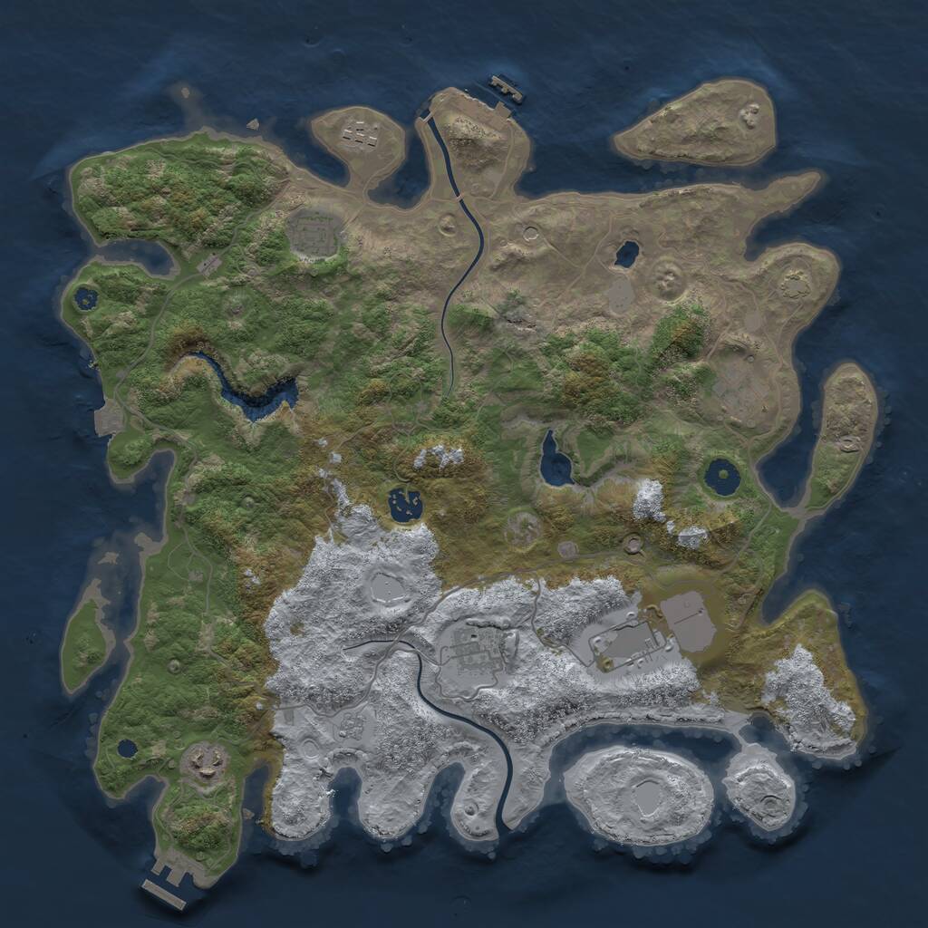 Rust Map: Procedural Map, Size: 4000, Seed: 753180860, 13 Monuments