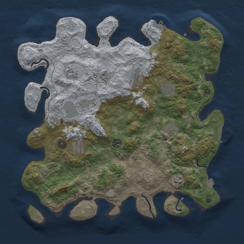 Rust Map: Procedural Map, Size: 4000, Seed: 953610743, 16 Monuments