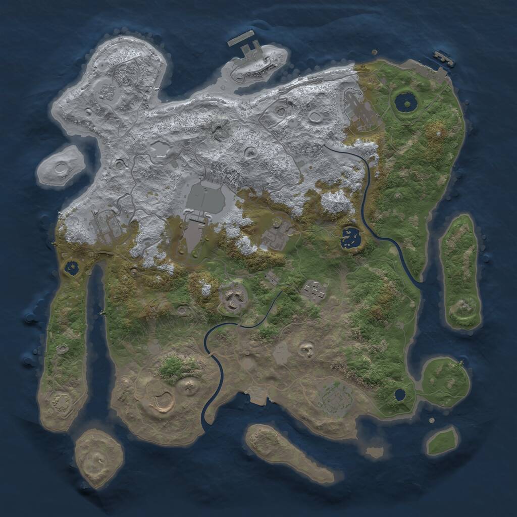 Rust Map: Procedural Map, Size: 3700, Seed: 453986, 15 Monuments