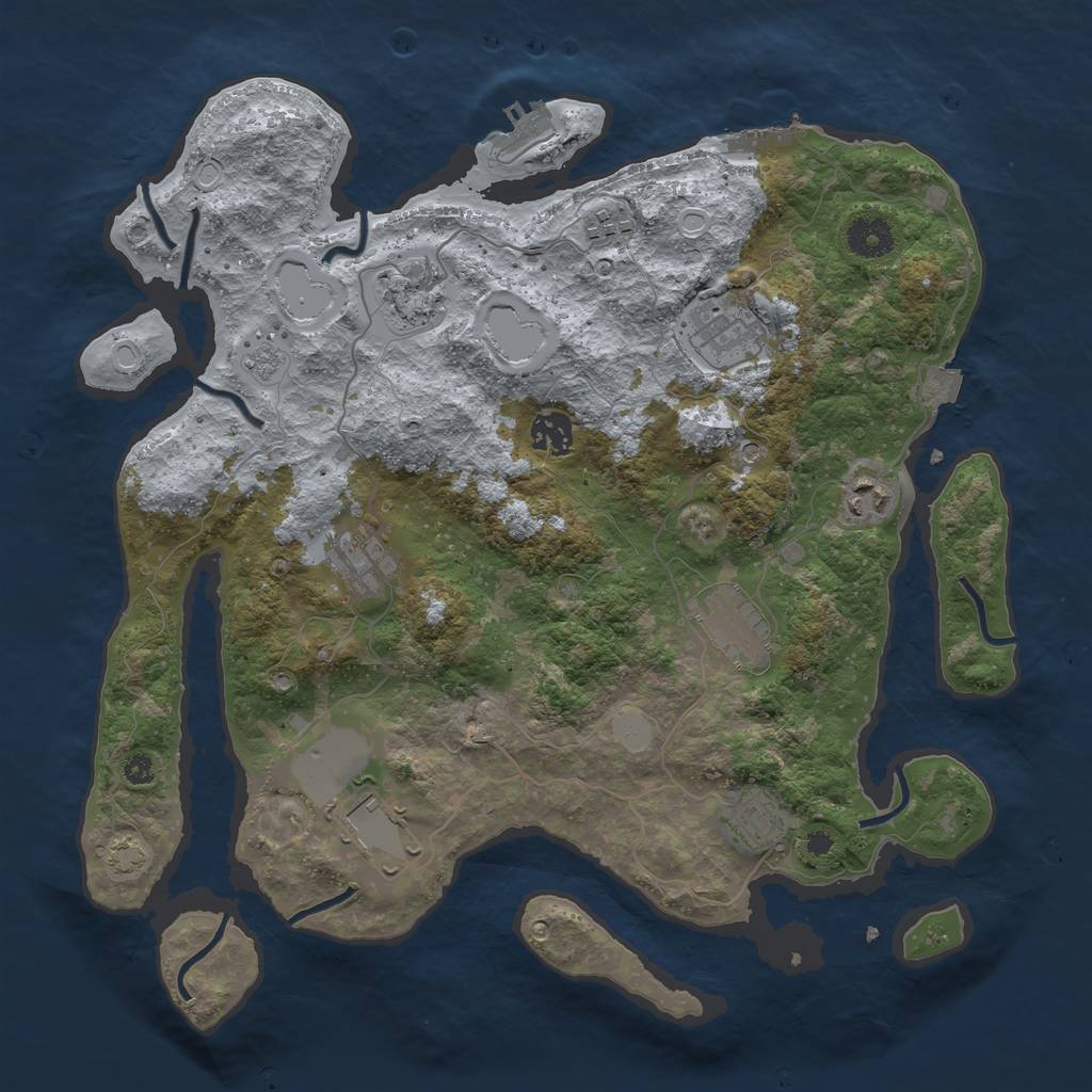 Rust Map: Procedural Map, Size: 3700, Seed: 453986, 17 Monuments