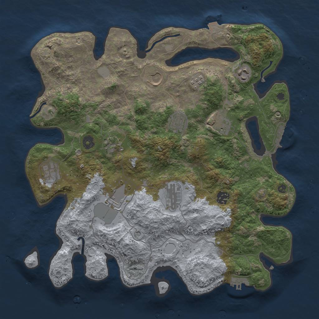 Rust Map: Procedural Map, Size: 3700, Seed: 425828231, 18 Monuments