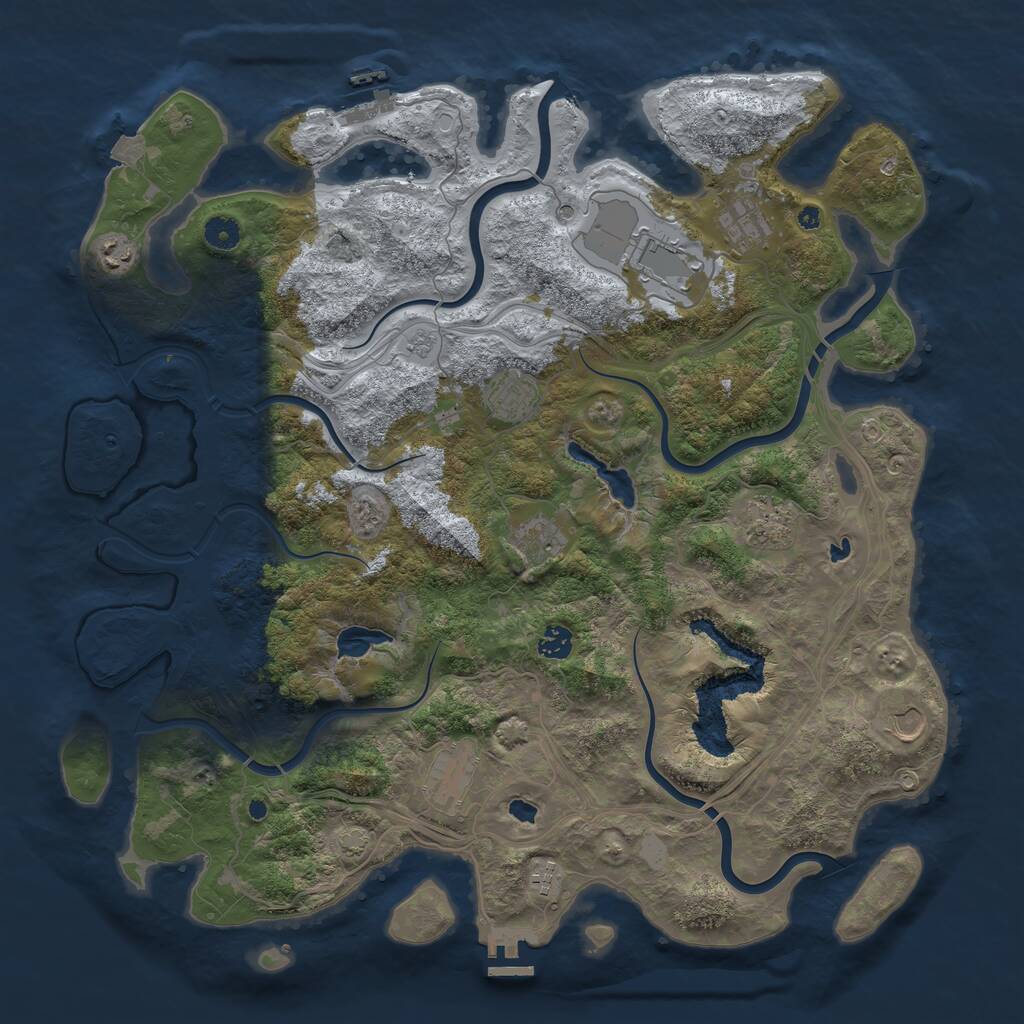 Rust Map: Procedural Map, Size: 4500, Seed: 97123, 16 Monuments