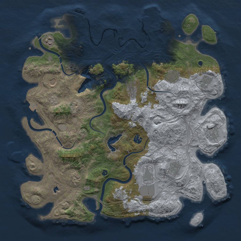 Rust Map: Procedural Map, Size: 4250, Seed: 217960435, 17 Monuments
