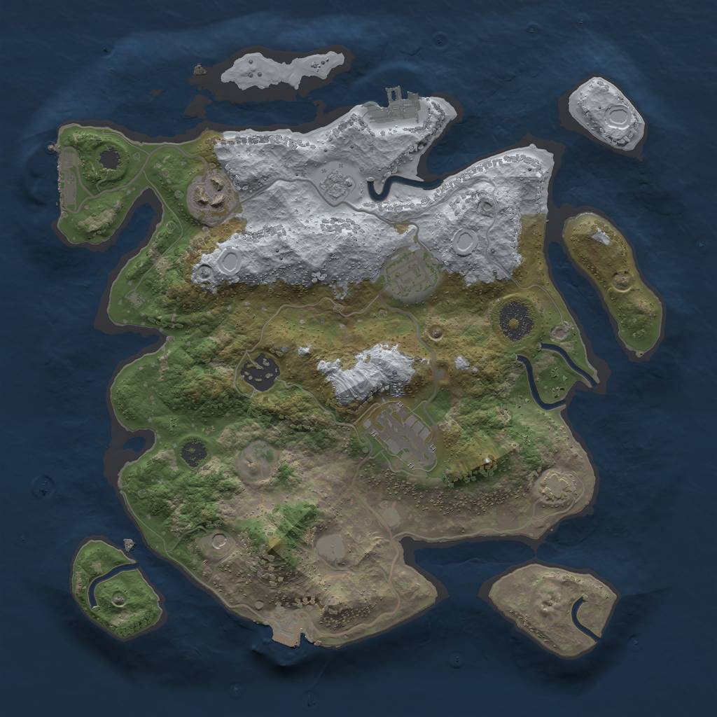 Rust Map: Procedural Map, Size: 3000, Seed: 1698204, 12 Monuments