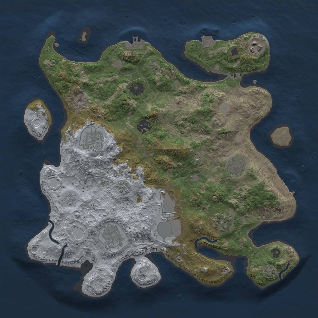 Rust Map: Procedural Map, Size: 3500, Seed: 945699205, 16 Monuments