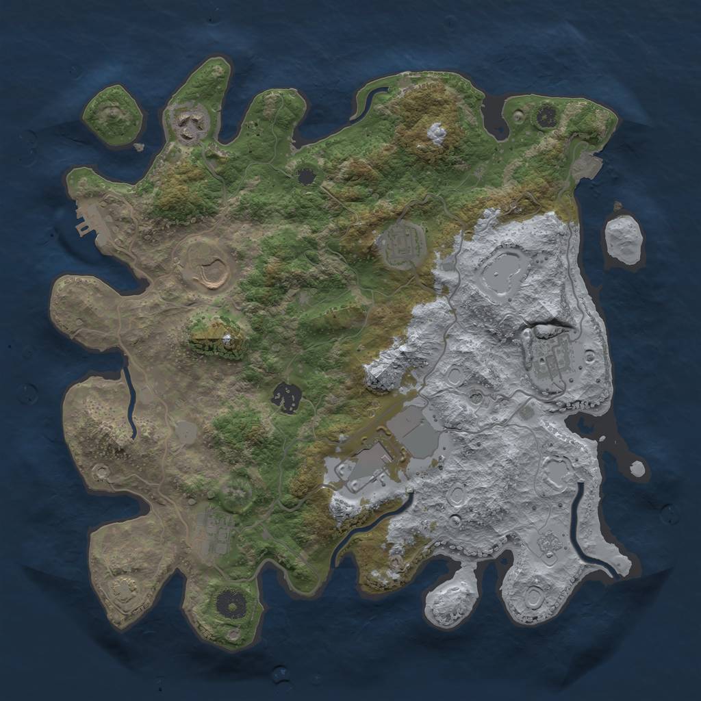 Rust Map: Procedural Map, Size: 3500, Seed: 31452350, 14 Monuments
