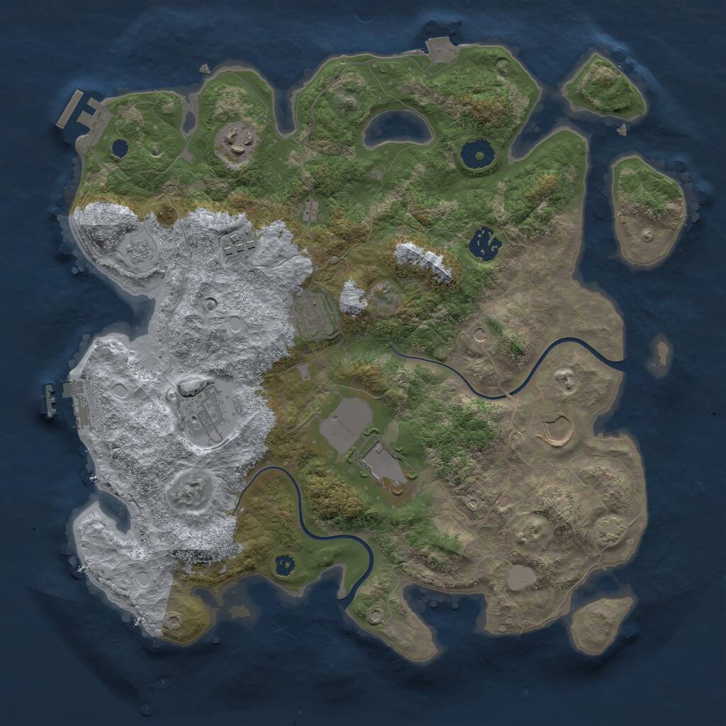 Rust Map: Procedural Map, Size: 3500, Seed: 214512322, 13 Monuments