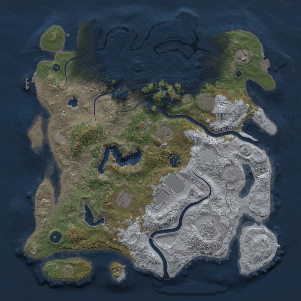 Rust Map: Procedural Map, Size: 4000, Seed: 61398423, 14 Monuments