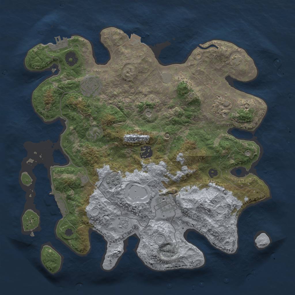 Rust Map: Procedural Map, Size: 3300, Seed: 165533895, 13 Monuments