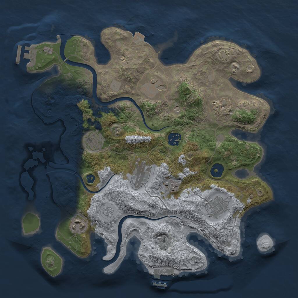 Rust Map: Procedural Map, Size: 3300, Seed: 165533895, 14 Monuments