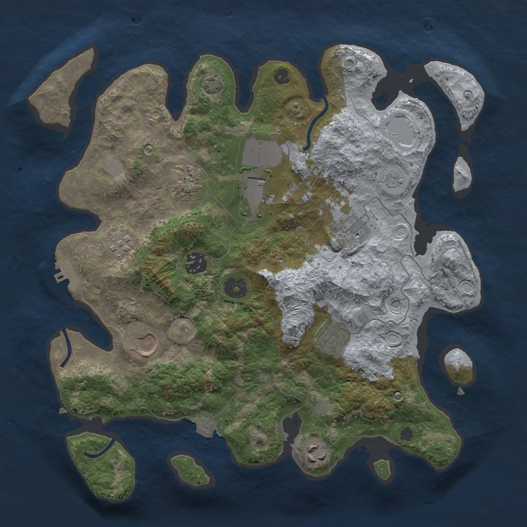 Rust Map: Procedural Map, Size: 3500, Seed: 46234308, 15 Monuments