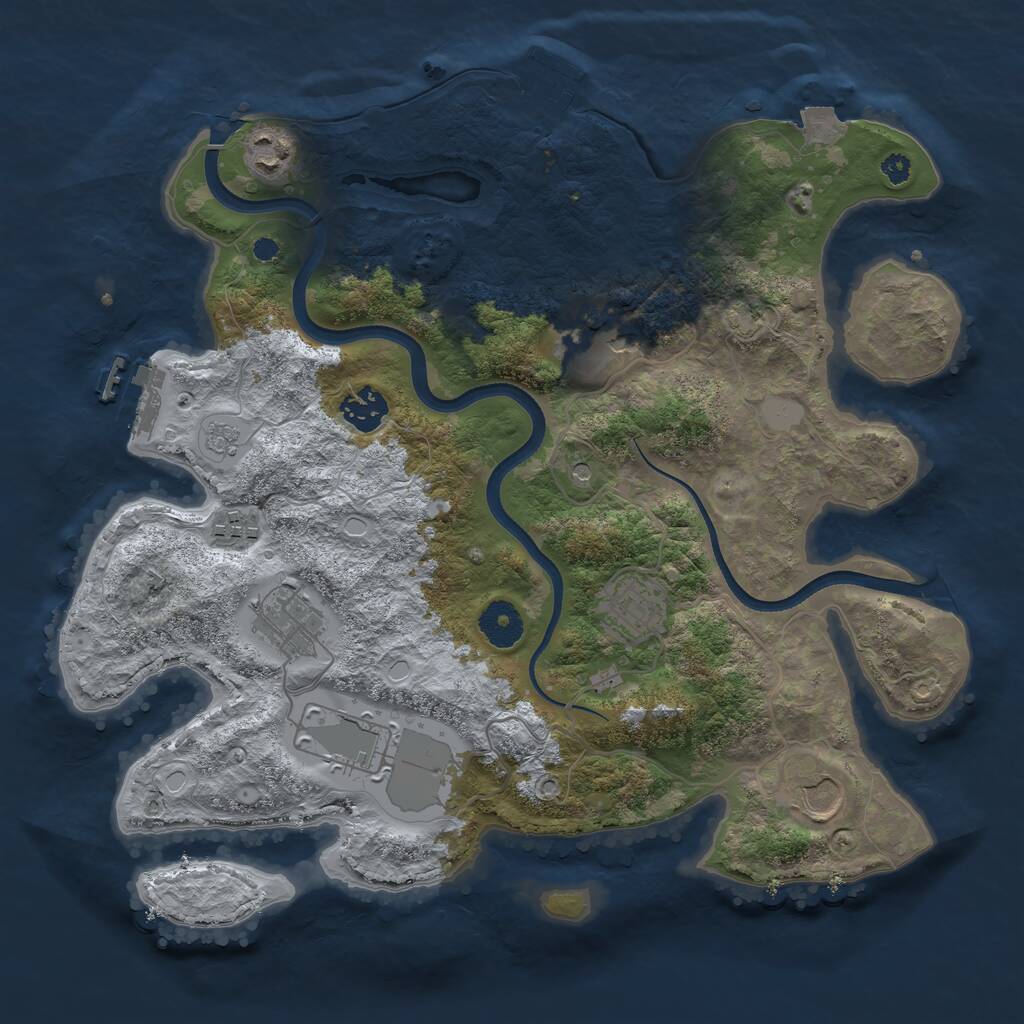 Rust Map: Procedural Map, Size: 3500, Seed: 1189120757, 14 Monuments