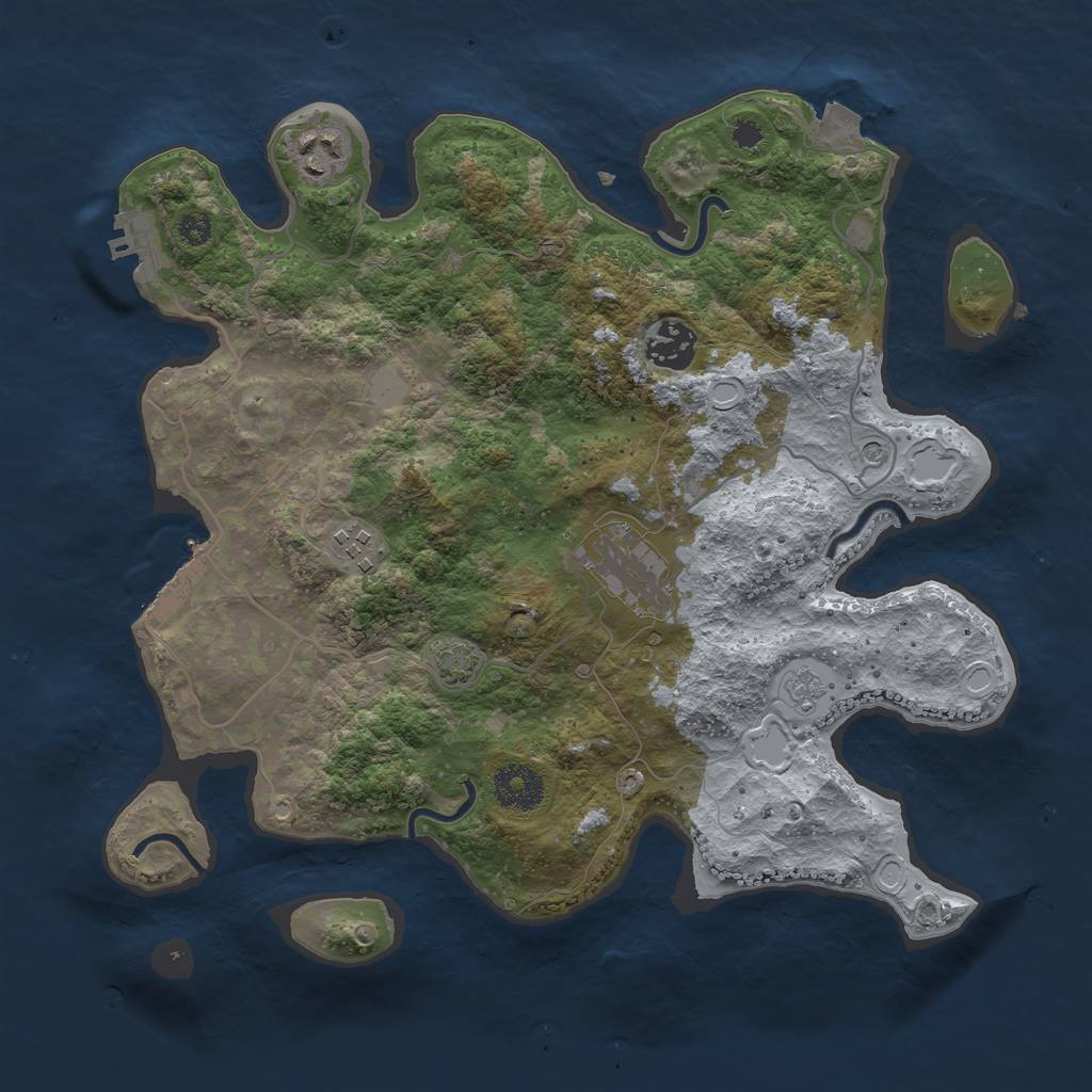 Rust Map: Procedural Map, Size: 3300, Seed: 1430803308, 12 Monuments