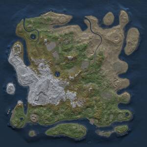 Thumbnail Rust Map: Procedural Map, Size: 3950, Seed: 1108055527, 15 Monuments