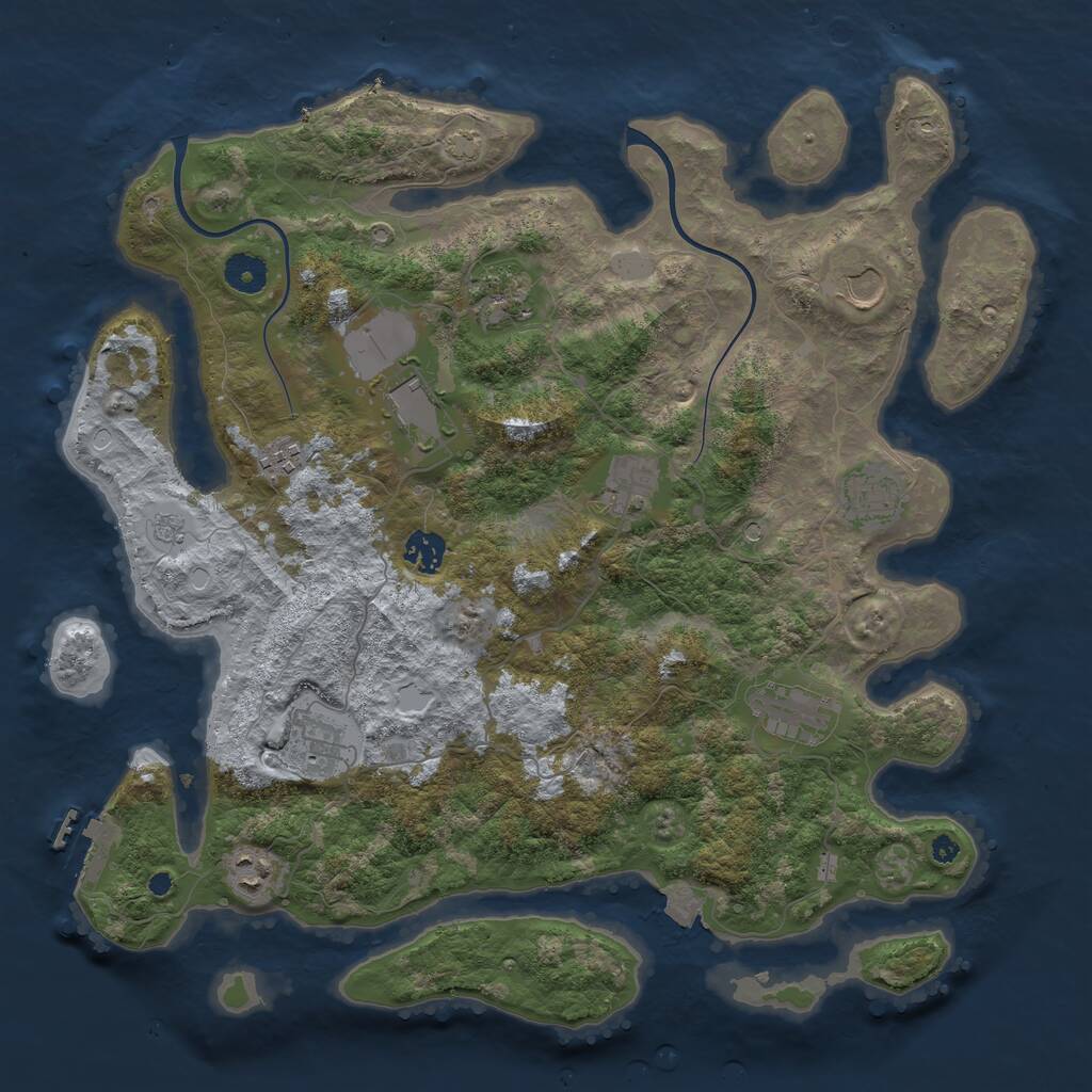 Rust Map: Procedural Map, Size: 3950, Seed: 1108055527, 15 Monuments
