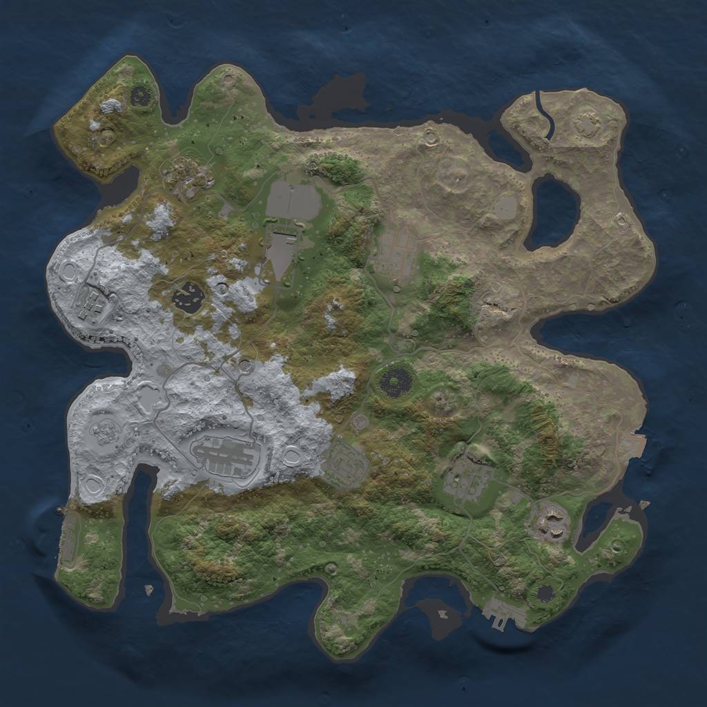 Rust Map: Procedural Map, Size: 3500, Seed: 1266012806, 17 Monuments