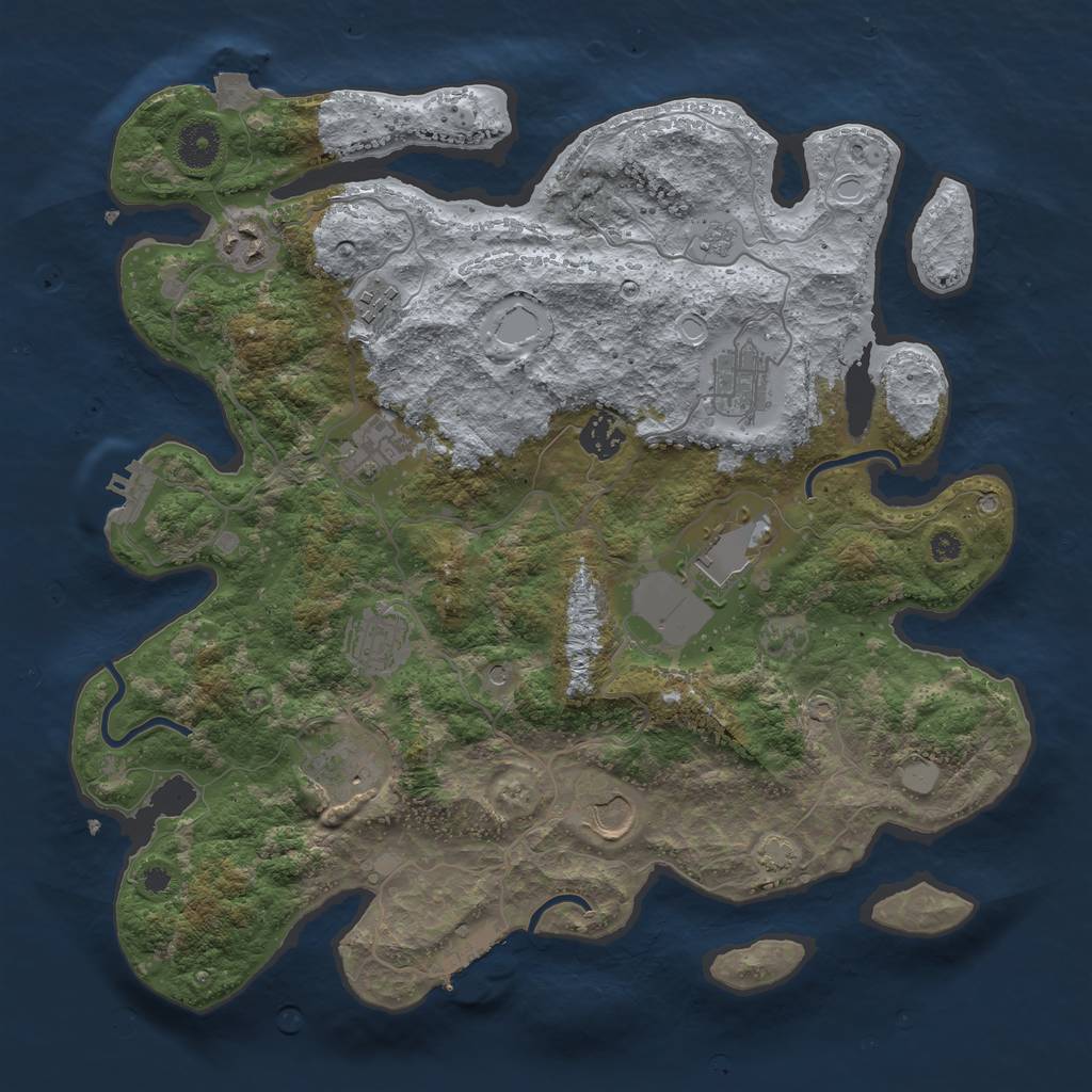 Rust Map: Procedural Map, Size: 3700, Seed: 1048668956, 17 Monuments
