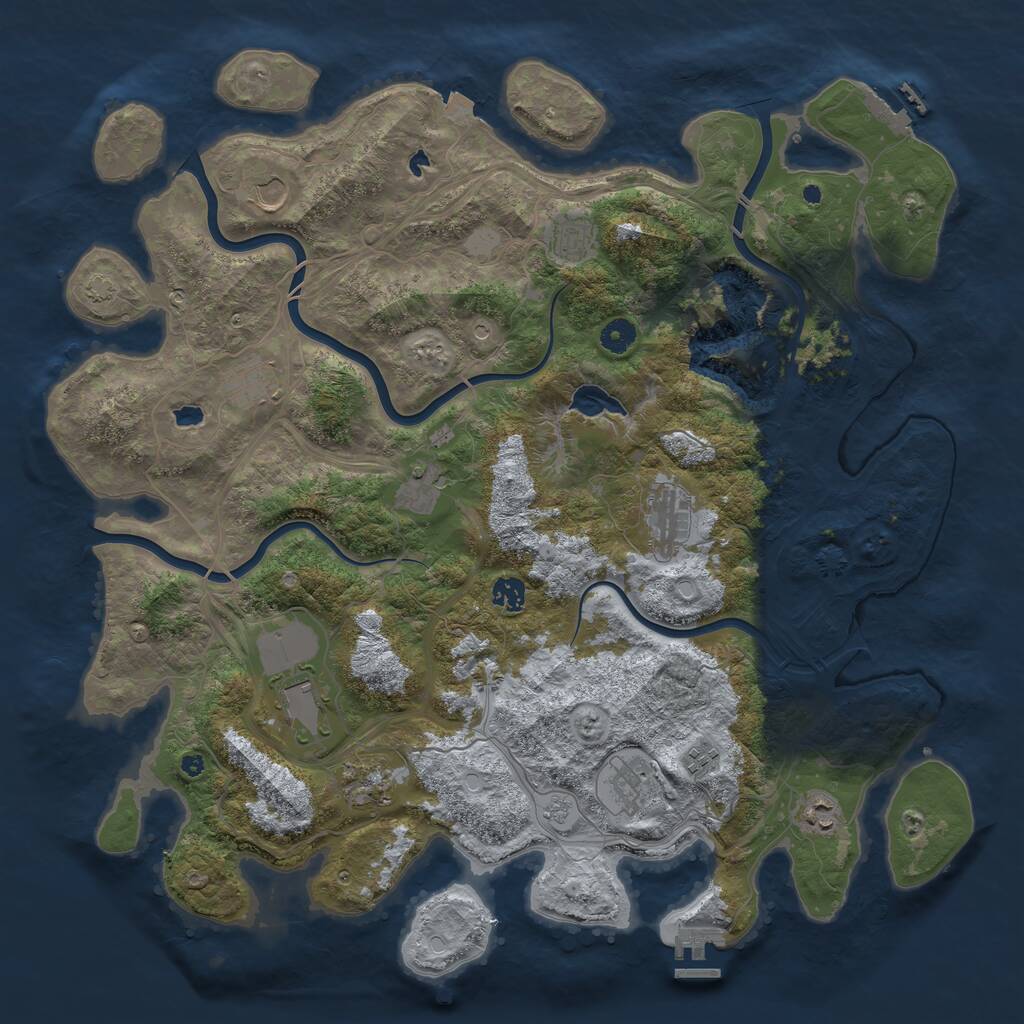 Rust Map: Procedural Map, Size: 4500, Seed: 1752074743, 17 Monuments