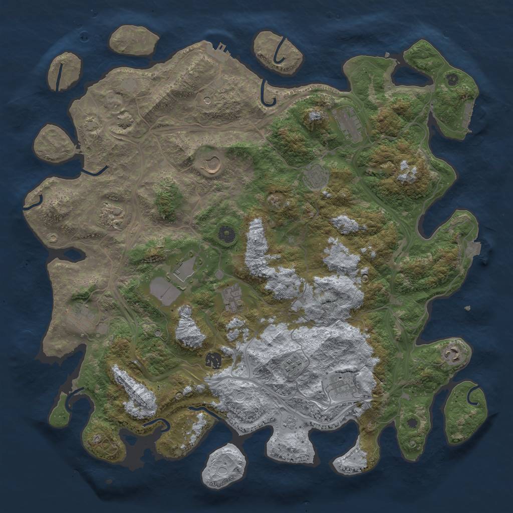 Rust Map: Procedural Map, Size: 4500, Seed: 1752074743, 19 Monuments