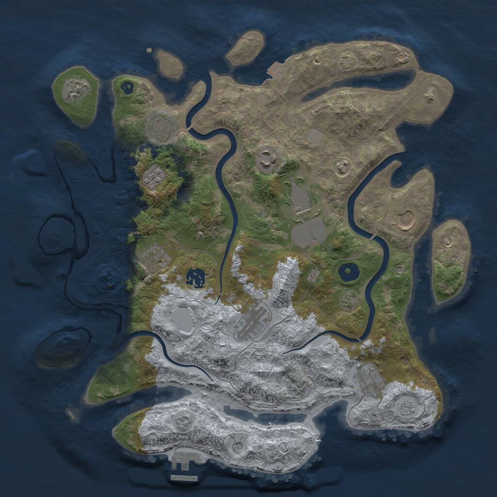 Rust Map: Procedural Map, Size: 3750, Seed: 147454947, 14 Monuments