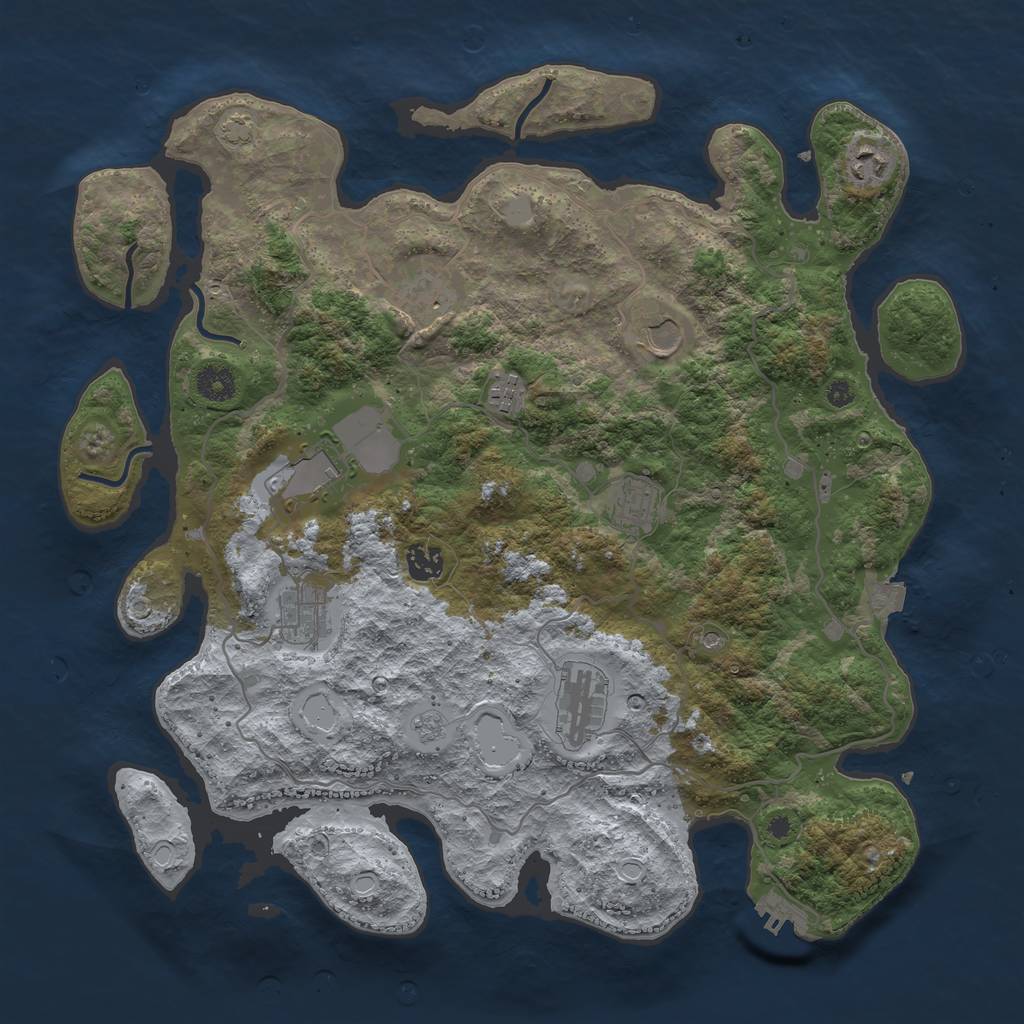 Rust Map: Procedural Map, Size: 4000, Seed: 72481, 16 Monuments