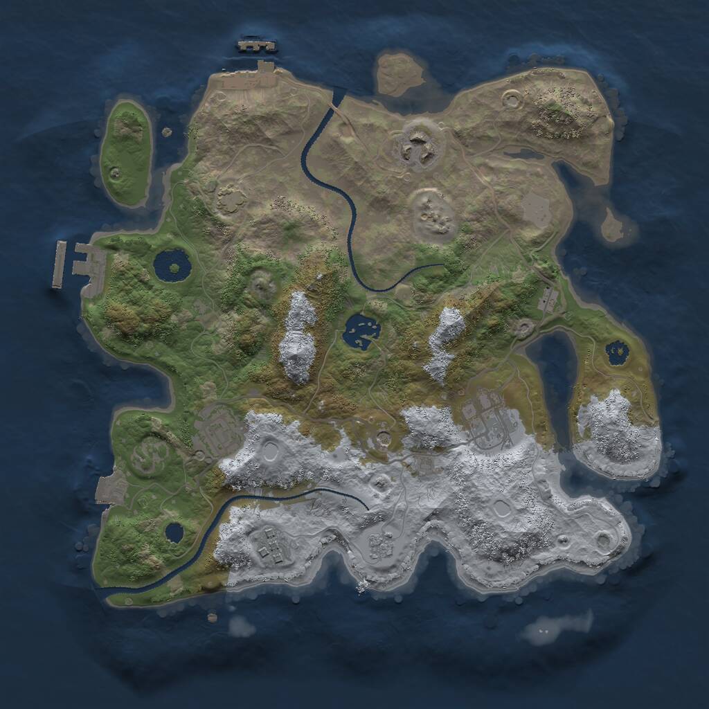 Rust Map: Procedural Map, Size: 3000, Seed: 132654, 11 Monuments
