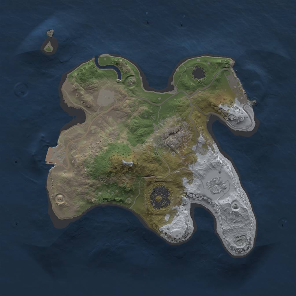 Rust Map: Procedural Map, Size: 2000, Seed: 1249797976, 5 Monuments