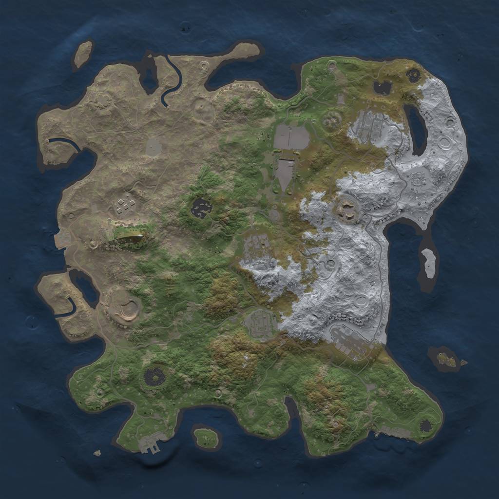 Rust Map: Procedural Map, Size: 3700, Seed: 785438877, 17 Monuments