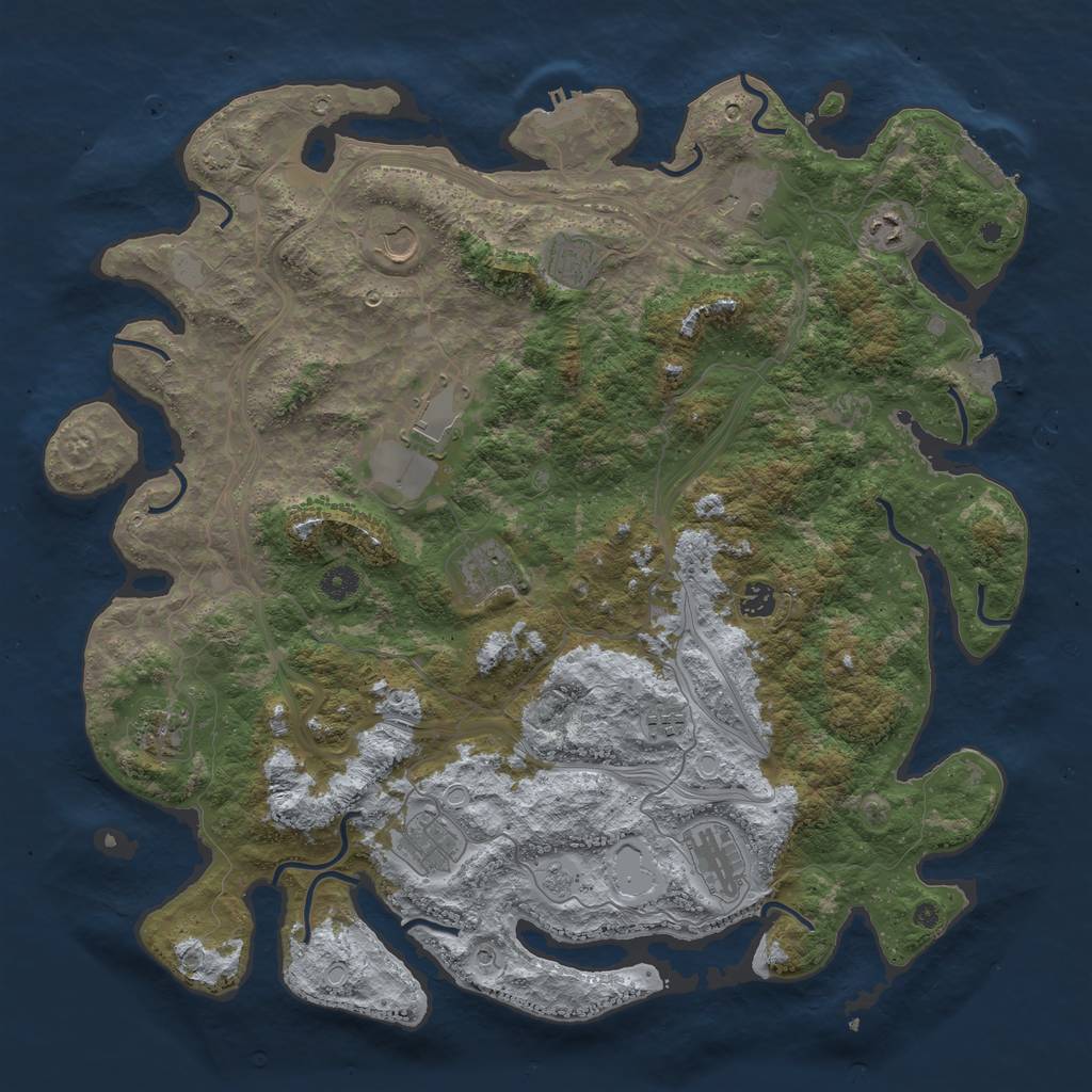 Rust Map: Procedural Map, Size: 4500, Seed: 1139497422, 19 Monuments