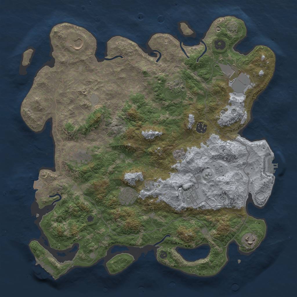 Rust Map: Procedural Map, Size: 4000, Seed: 3758843, 17 Monuments