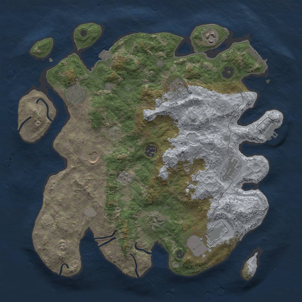 Rust Map: Procedural Map, Size: 3750, Seed: 278264678, 17 Monuments