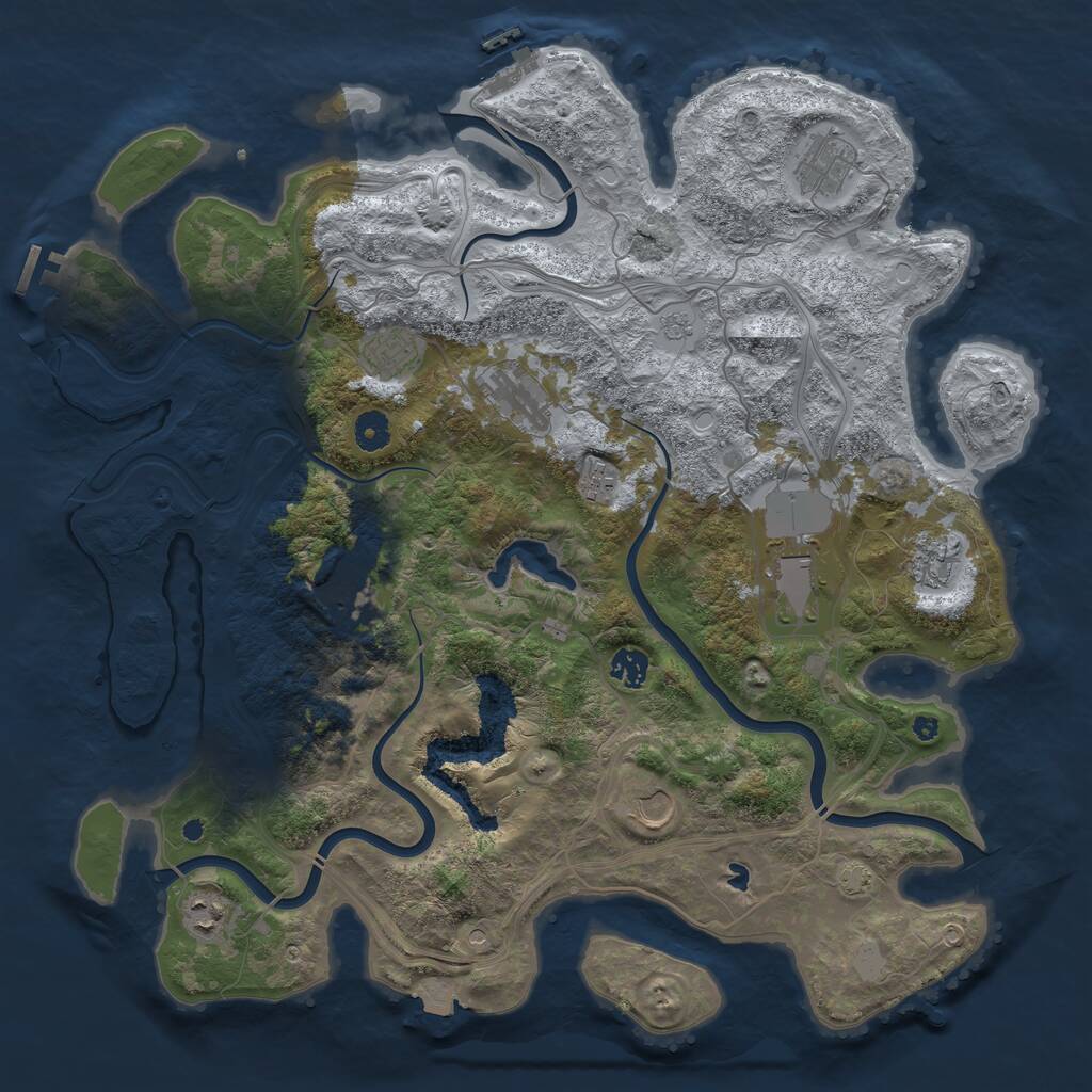 Rust Map: Procedural Map, Size: 4250, Seed: 32879736, 16 Monuments