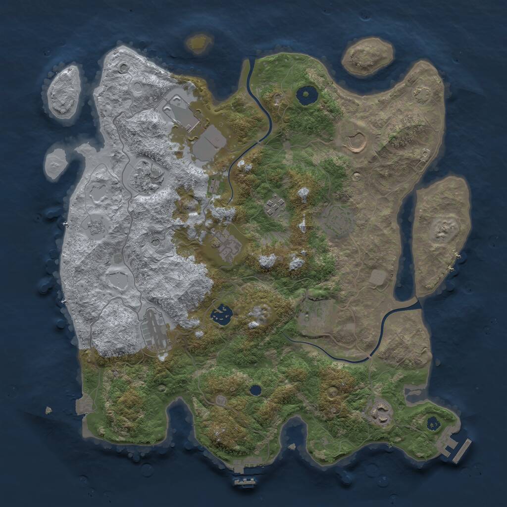 Rust Map: Procedural Map, Size: 3750, Seed: 585979, 16 Monuments