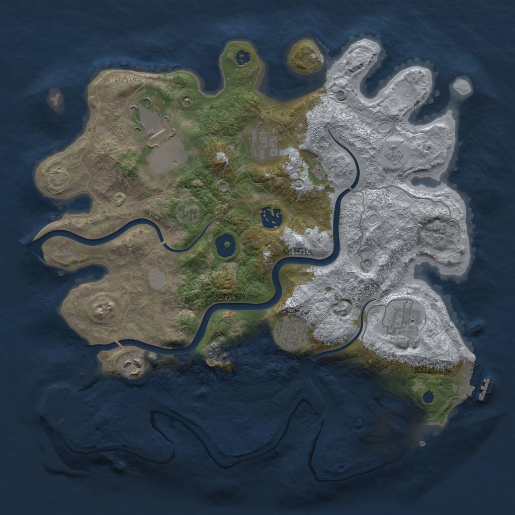 Rust Map: Procedural Map, Size: 3500, Seed: 961480094, 13 Monuments