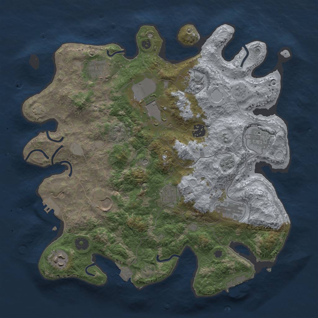 Rust Map: Procedural Map, Size: 3500, Seed: 961480094, 18 Monuments