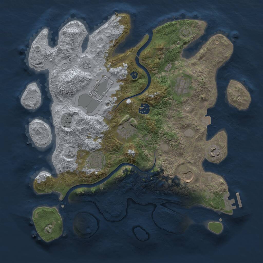 Rust Map: Procedural Map, Size: 3500, Seed: 632299861, 13 Monuments