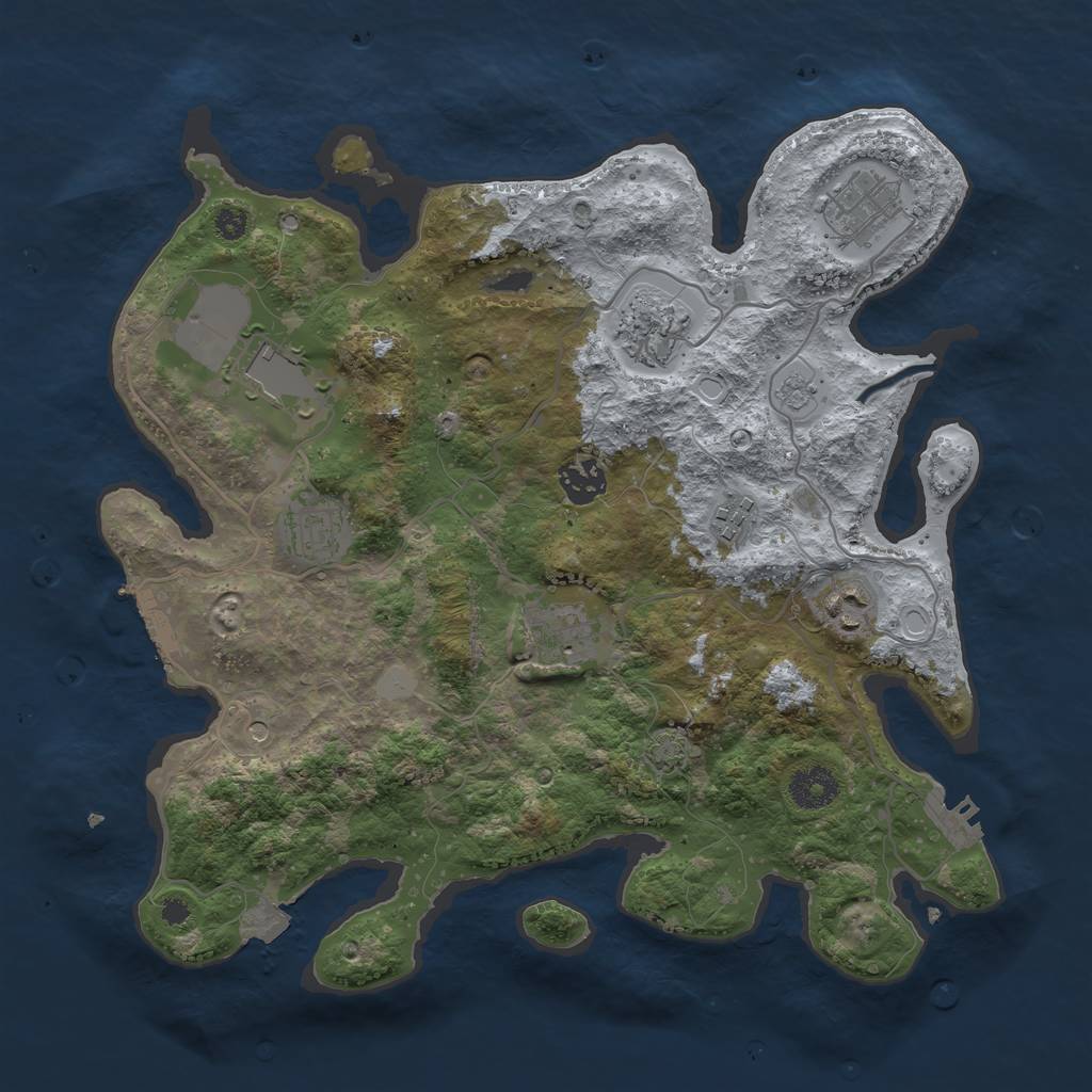 Rust Map: Procedural Map, Size: 3500, Seed: 2092719729, 16 Monuments