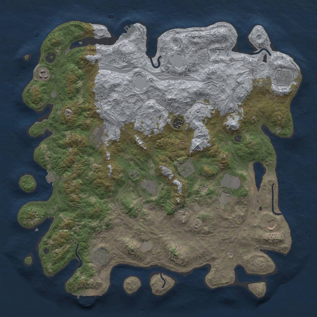 Rust Map: Procedural Map, Size: 4500, Seed: 1476132706, 18 Monuments